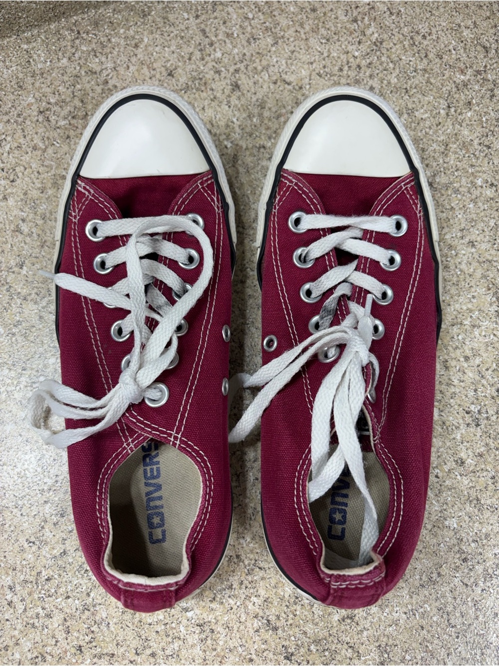 Converse Low Top Canvas Sneakers - Red/Burgundy women’s size 7.